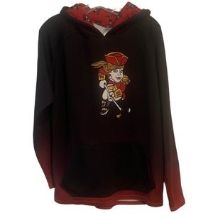 Women’s Hockey Black & Red Hoodie Sweatshirt W Kangaroo Pocket Pullover Size M